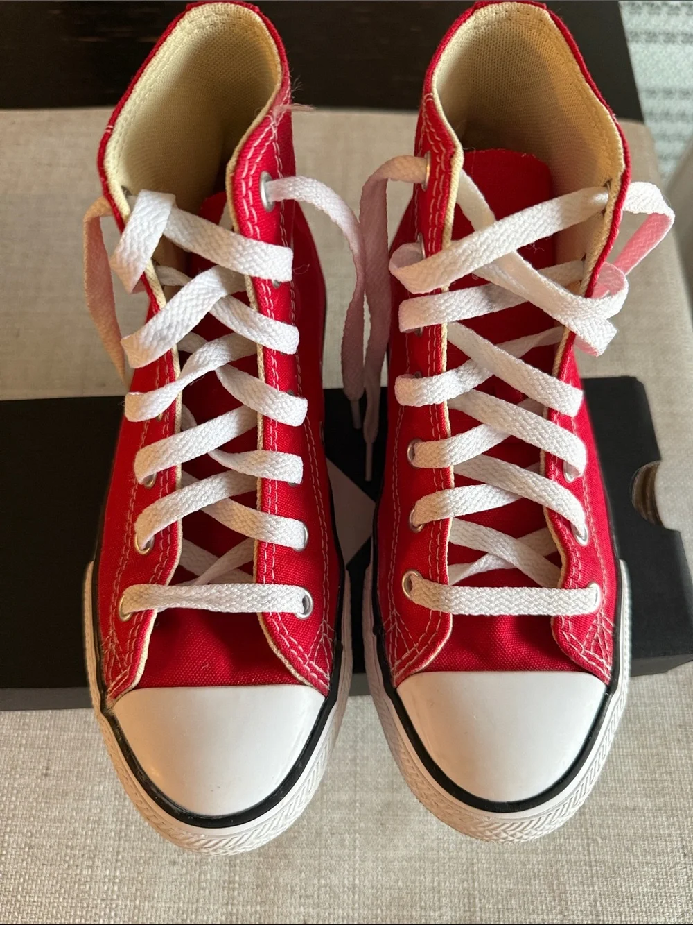 Converse High Top Sneakers in Red with White Accents